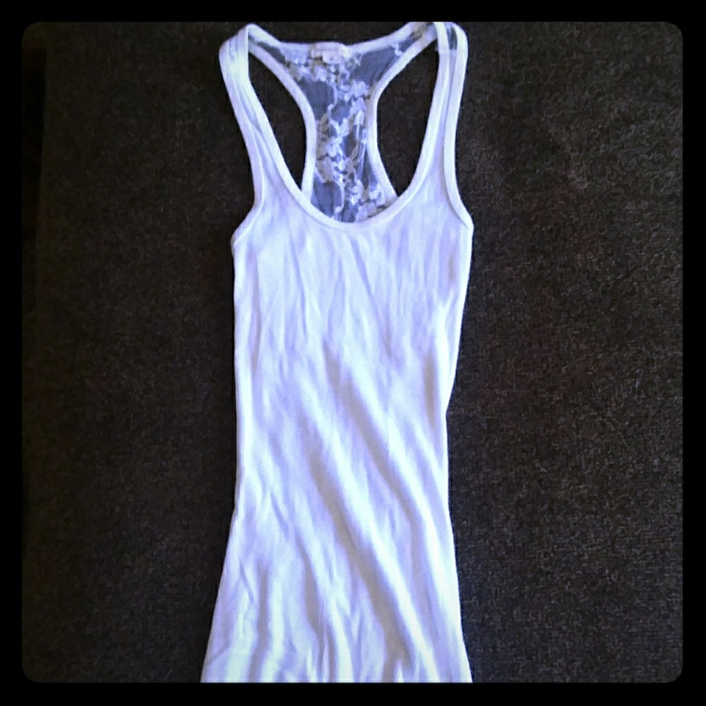 White lace racer back tank top